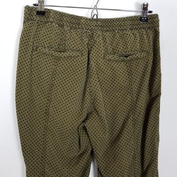 Anthropologie Women's Olive Green Polka Dot Joggers Sz S Pants Drawstring Waist - Picture 4 of 6